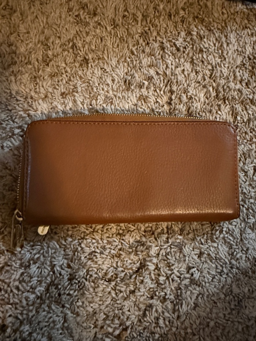Michael Kors Cognac Leather Zip-Around Wallet with Gold Logo - Picture 5 of 6
